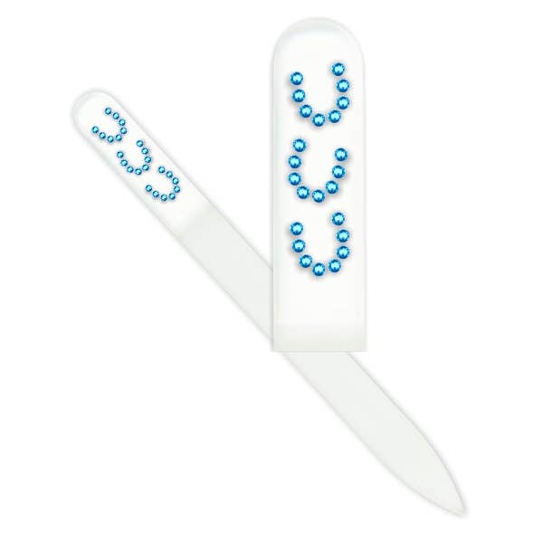 Smart Charms – Lima de unhas por atacado – Lixa de unhas de vidro ferraduras azuis