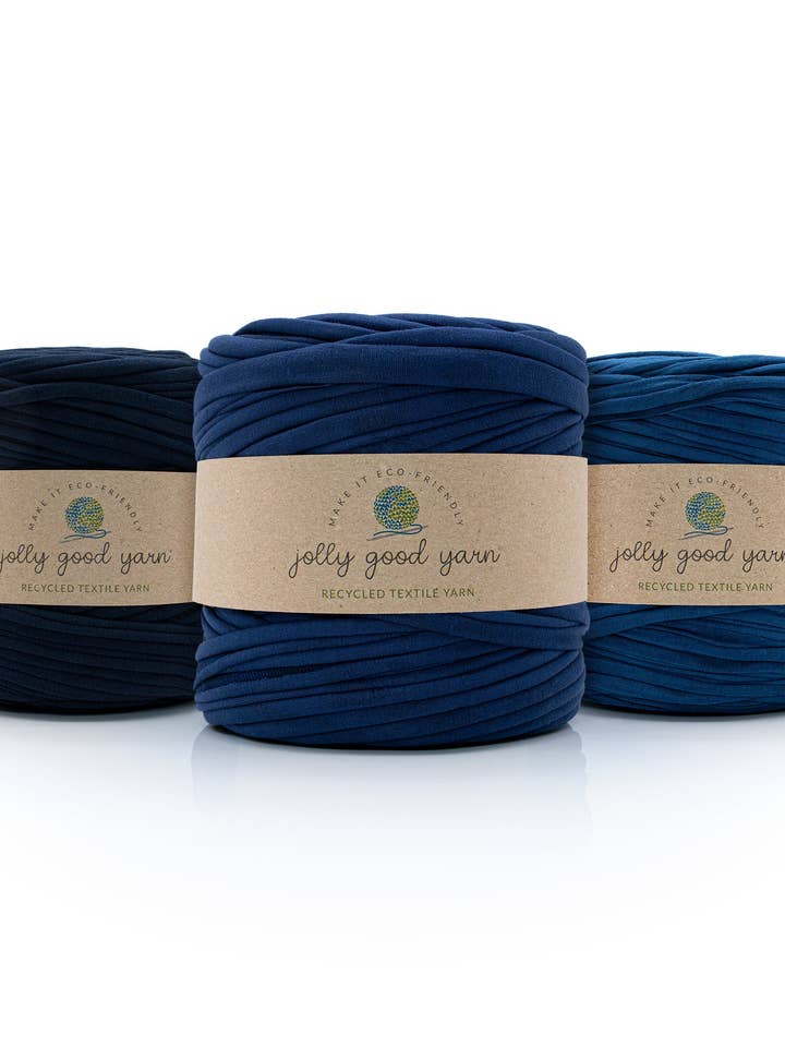 Trio of Dark Blue T-Shirt Yarn for wholesale by Jolly Good Yarn