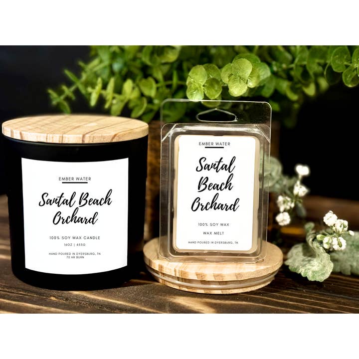 Ember Water - Wholesale Jar/Filled Candle - Santal Beach Orchard 16 oz 100% Soy Candle