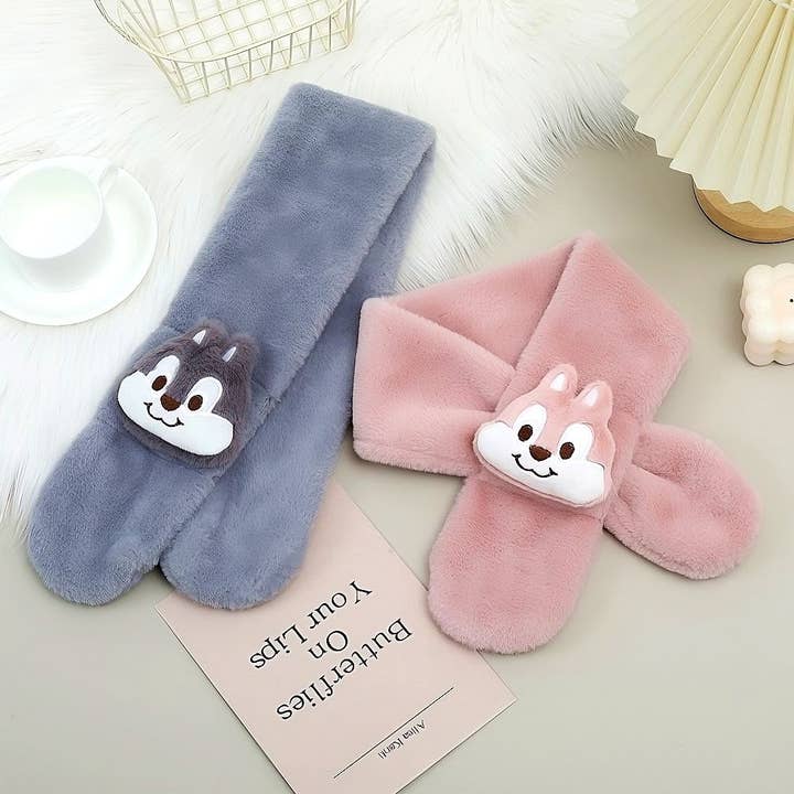 12pk Cartoon Squirrel Cozy Faux Mink Fur Scarf Kids for wholesale by Diacly