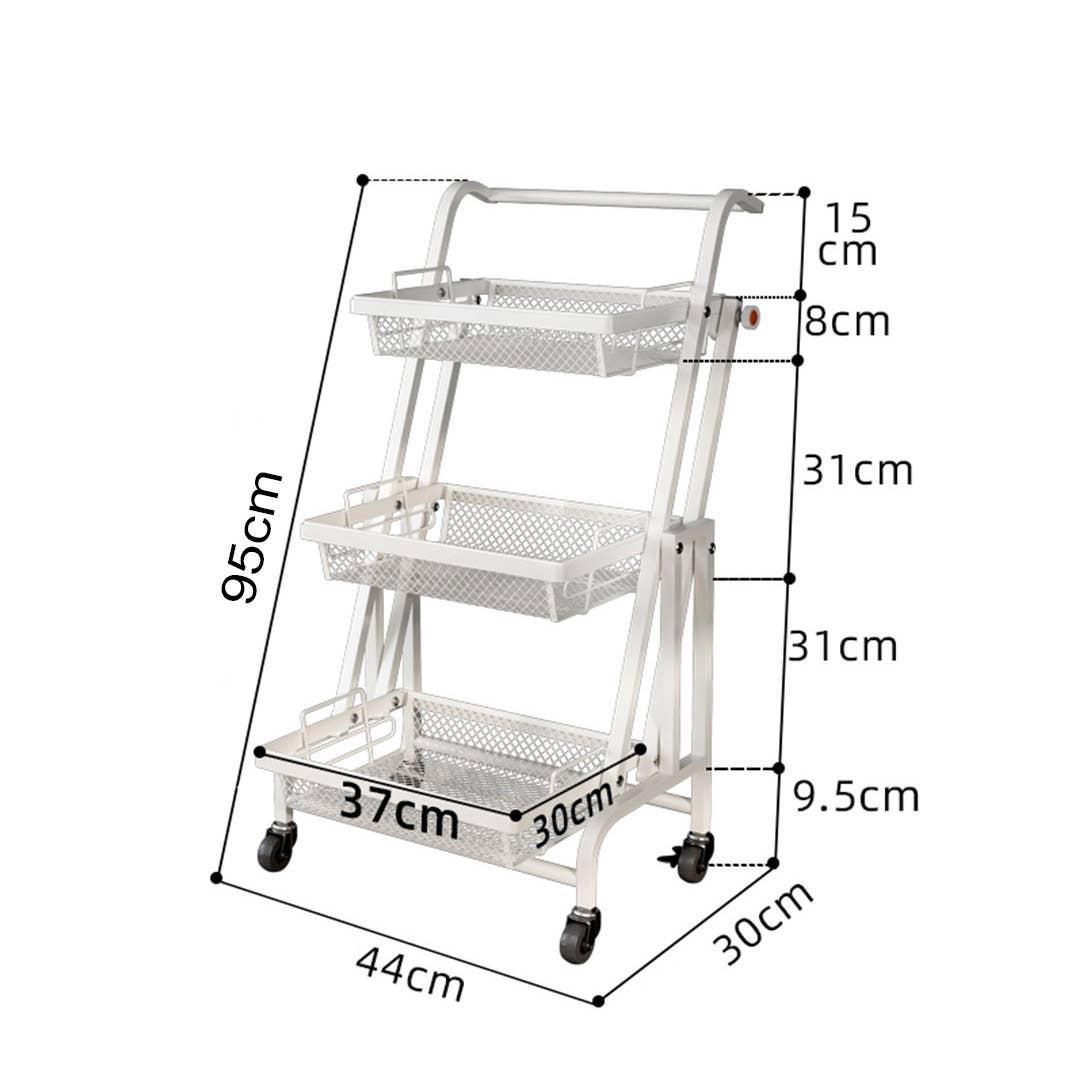 SOGA International Pty Ltd - Wholesale Kitchen Storage/Organizer - SOGA 3 Tier Adjustable Kitchen Shelves with Wheels White1