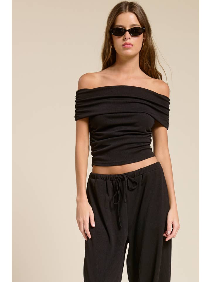 Mimosa - Wholesale Top & Pant Set (NOT Loungewear) - Women's - Off Shoulder Pants Set with Ruched Top5