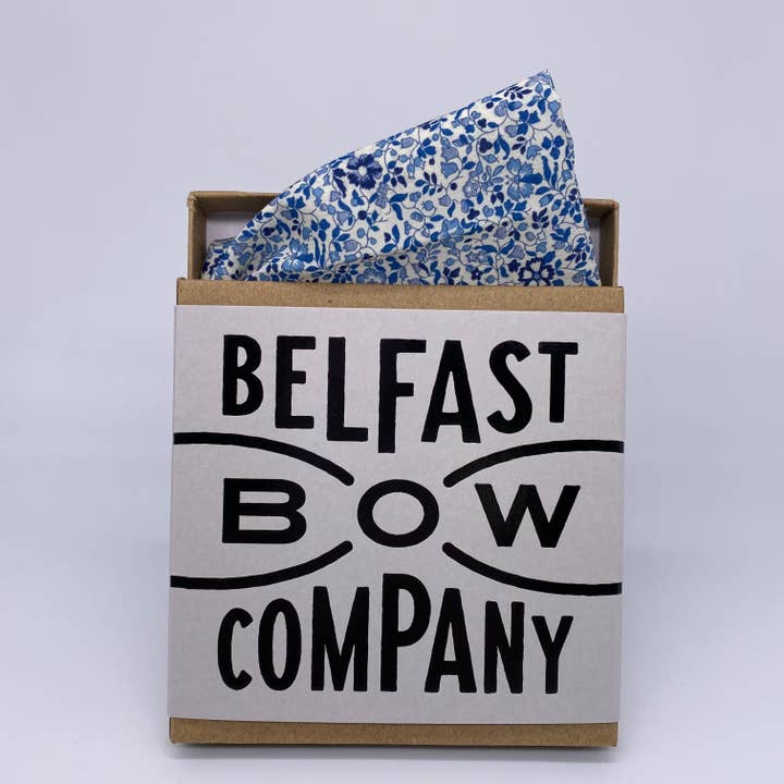 Liberty of London Pocket Square in Navy Ditsy Floral for wholesale by Belfast Bow Company
