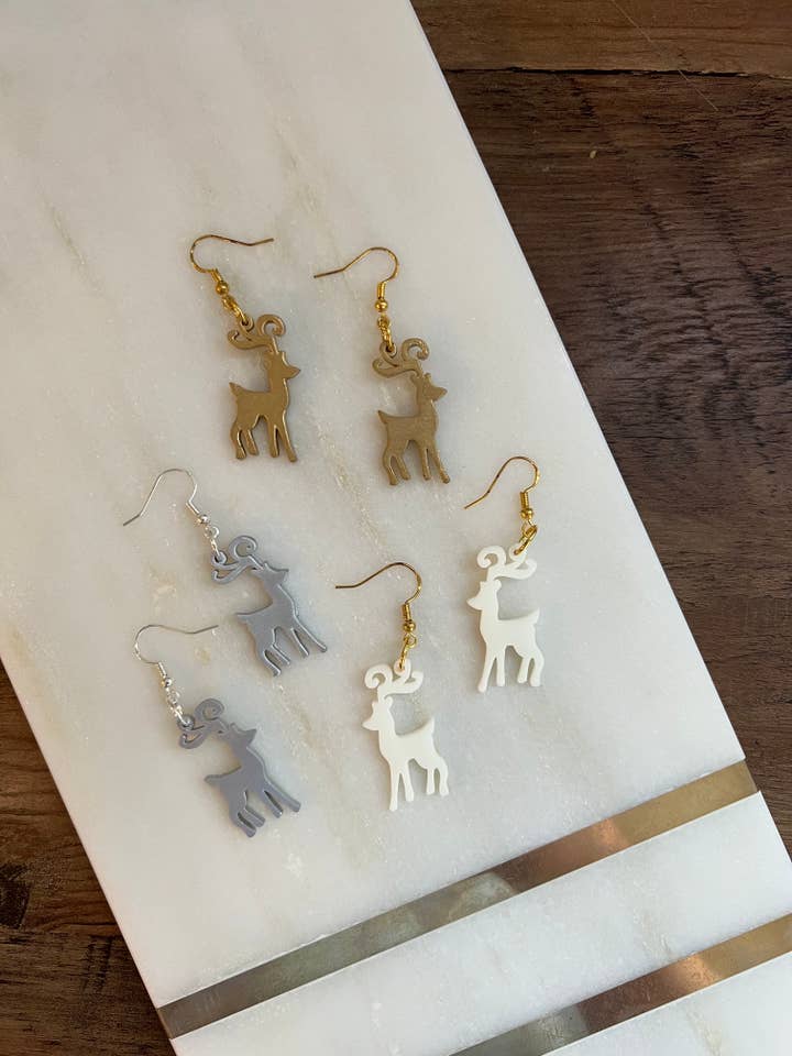 Brincos Rena, Brincos de Natal, Brincos de Férias Presente por atacado de Elby Designs