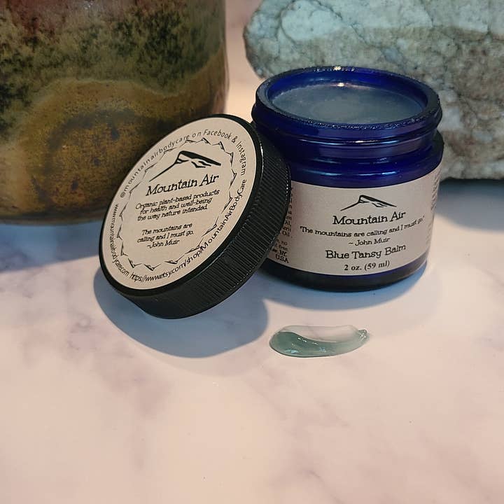 Blue Tansy Balm, 1 ons, biologisch, gezichtsserum, hydratatie, en voor wholesale door Mountain Air Body Care