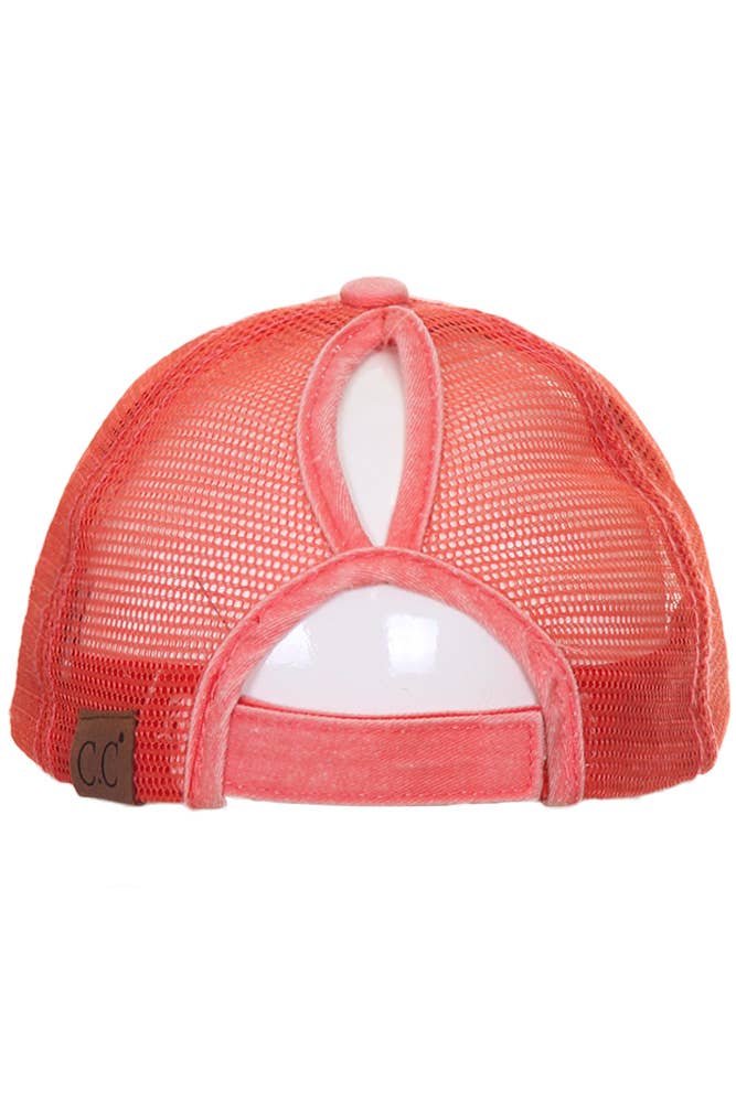 Hana - Wholesale Ponytail Cap - Women's - CC Distressed Ponytail Messy Bun Cap15