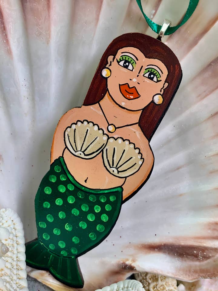 Cute Beachy Green Mermaid Ornament for wholesale by Gascot Inc.