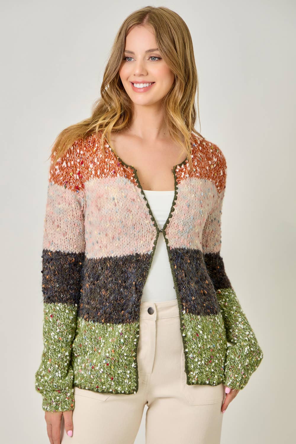 Mystree - Wholesale Cardigan - Women's - 61203 Melange Color Blocked Cardigan 16