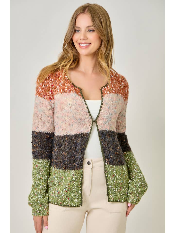 Mystree - Wholesale Cardigan - Women's - 61203 Melange Color Blocked Cardigan 16