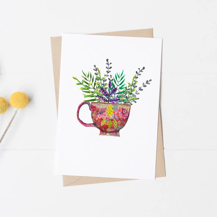 Ff134 Floral Card for wholesale by Angela Savage Illustration