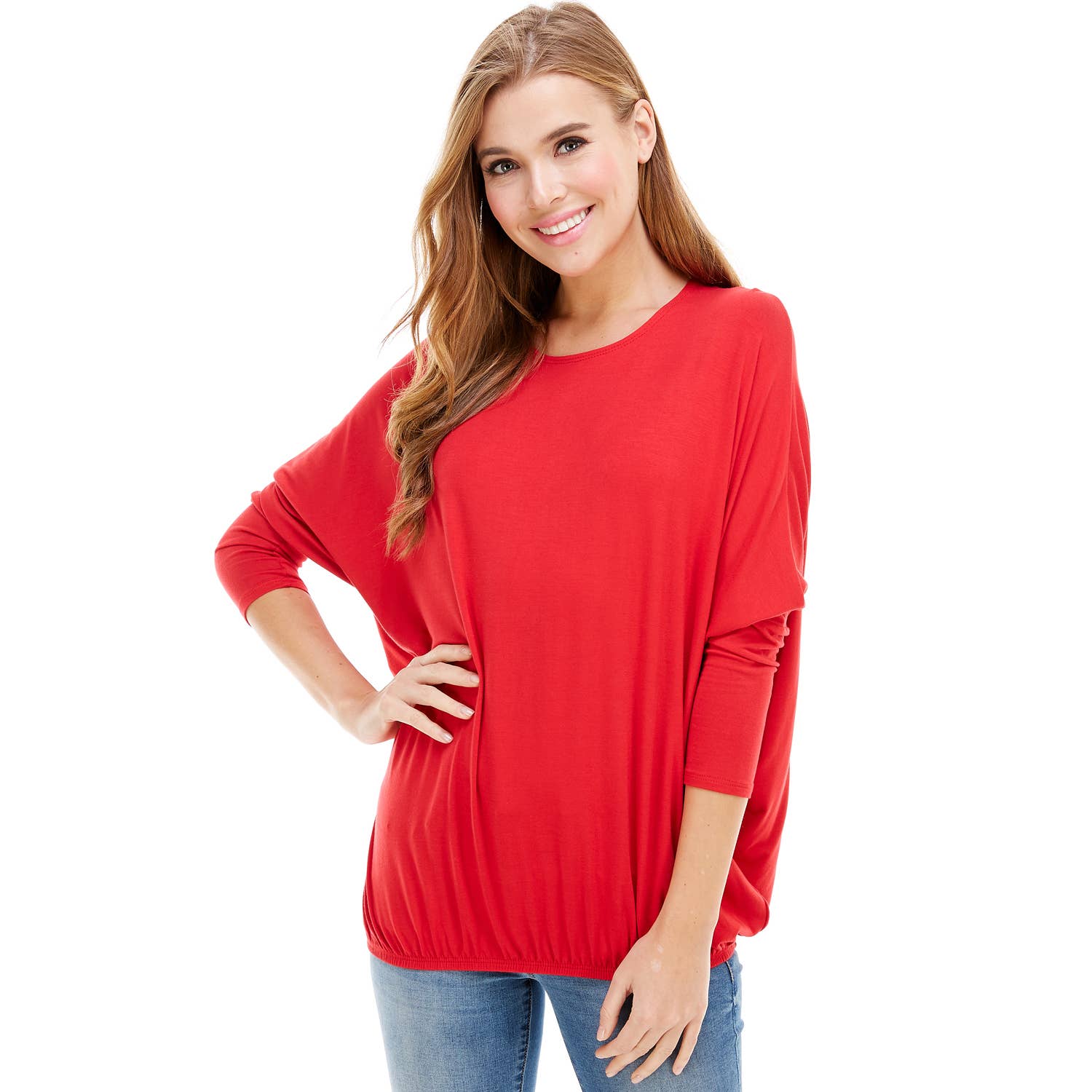 Azules Clothing - Wholesale Tunic - Women's - ATP-2309RS-DOLMAN Sleeve Elastic Bottom Hem Tunic1