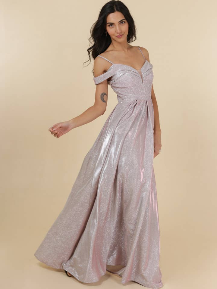 Lautinel - Wholesale Gown - Women's - Boat Neck Sequin Long Evening Dress R183621