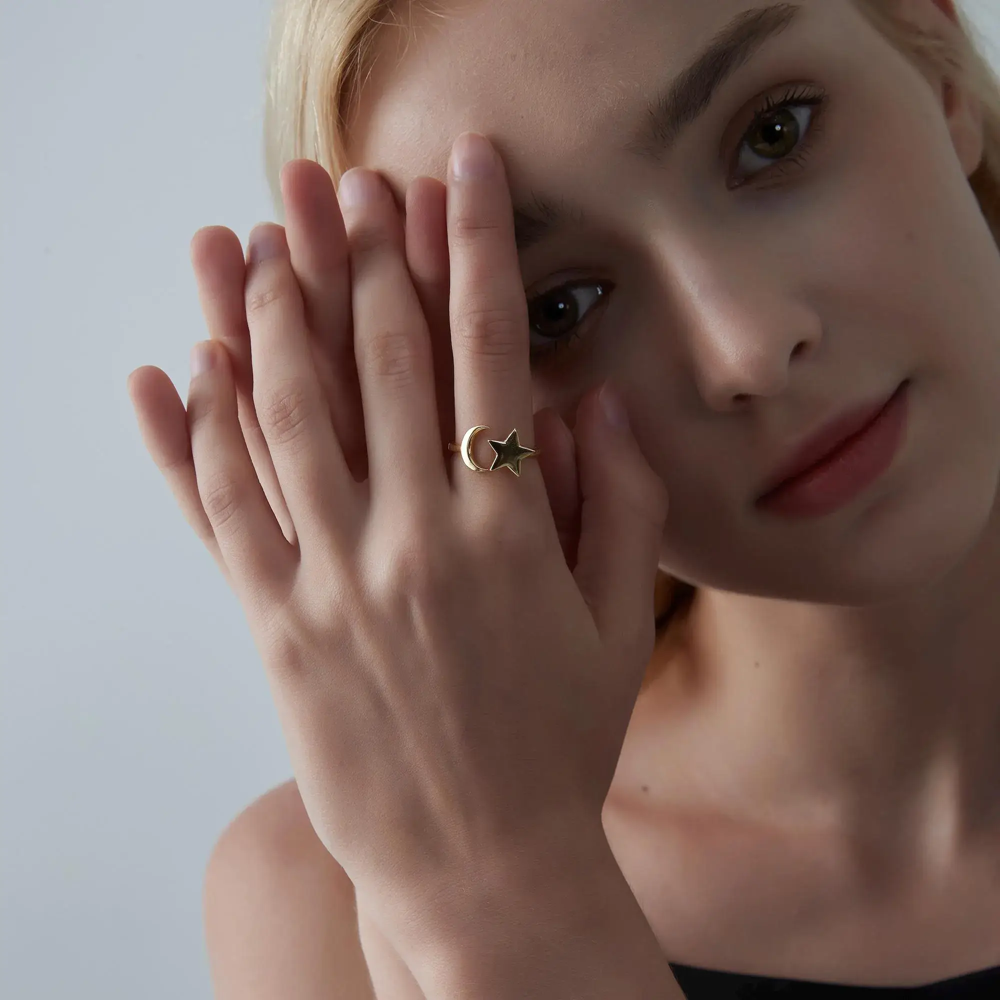 Perimade & Co. LLC – wholesale Band/Stackad Ring – Moon Star ångest fidget spinnarring i 925 Sterling Silver5