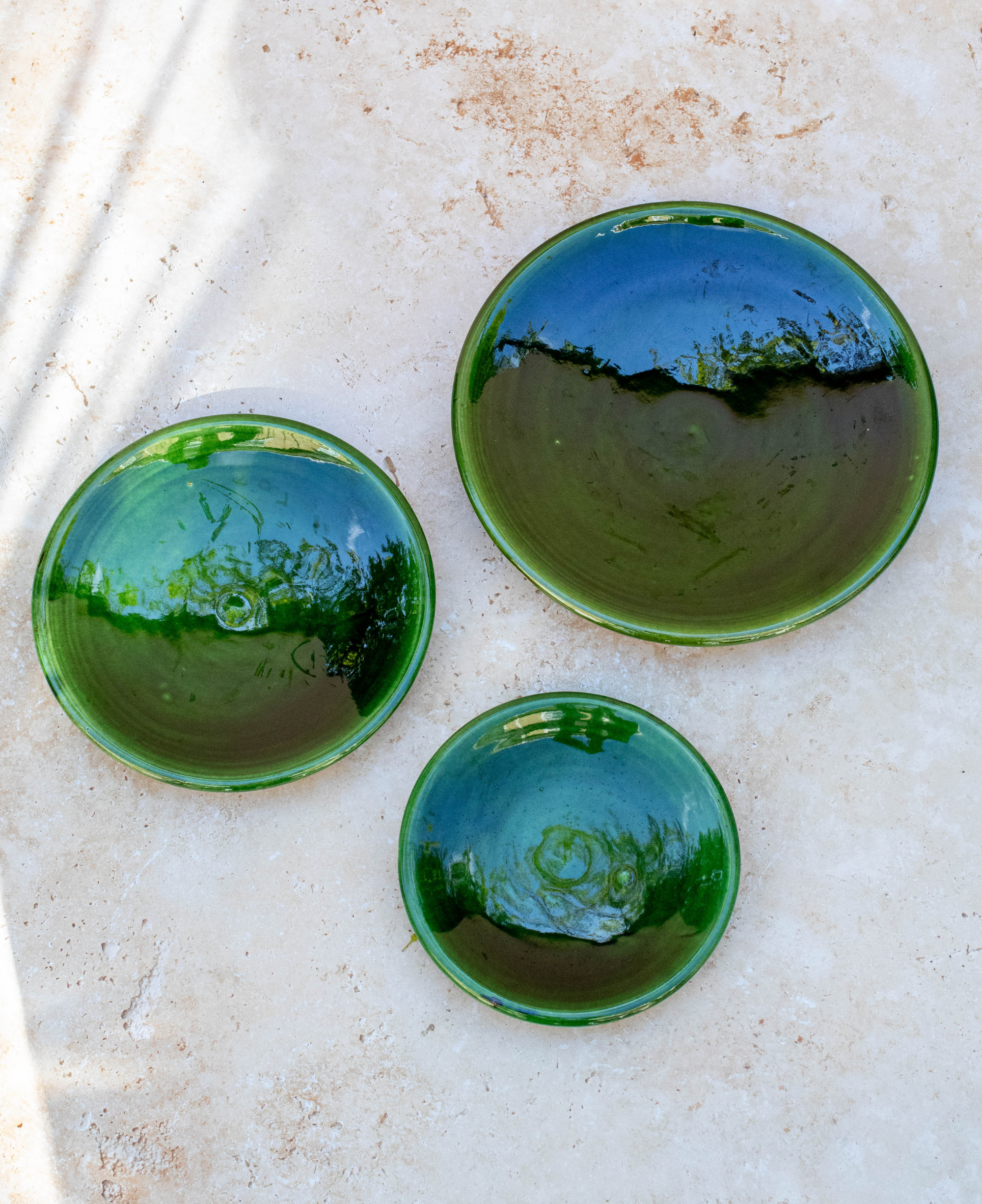 Maison Berber - Wholesale Salad Plate - Tazekka Green Moroccan Ceramic Plate - 3 Sizes0