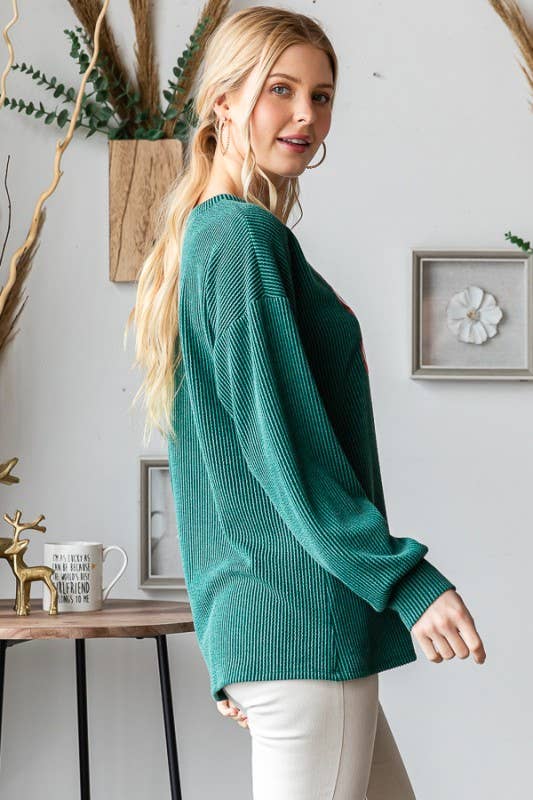 HEIMISH - Wholesale Tunic - Women's - ET7657-12 SOLID URBAN RIBBED SEQUINS CHRISTMAS TOP18