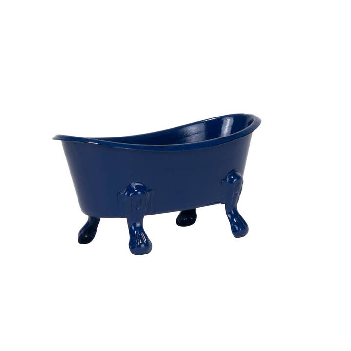 Foreside Home & Garden - Wholesale Bath Soap Dish - Navy Blue Distressed Enamel Bathtub Soap Dish