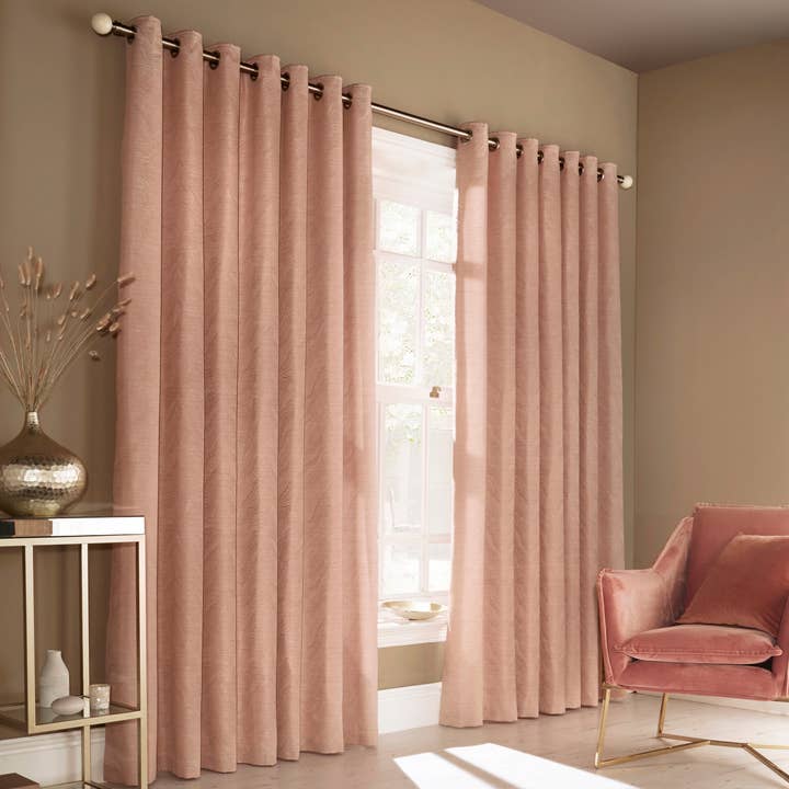 Cortinas de Ojal Jacquard Himalaya Rosa Palo para venta al por mayor de Riva Home