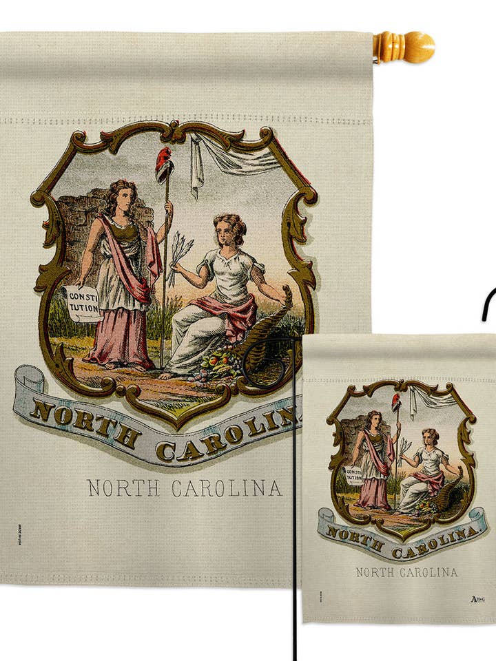 Bandiera Coat Arms North Carolina Stati Usa Us Historic Garden per la vendita all'ingrosso da parte di Two Group Flag Co