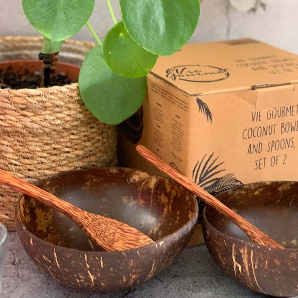 VIE - Vendita all'ingrosso Insalatiera - Set Premium di 2 Ciotole e Cucchiai in Noce di Cocco Sigillati15