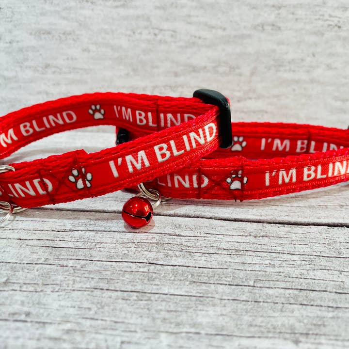 I'm Blind CAT *Choix de couleurs et fermeture du col* Ruban pour la vente par Dottie's Pet Boutique