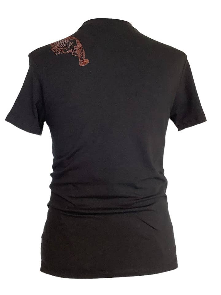 Impromptu Musé - Wholesale Screen Printed T-Shirt - Men's - Black Tiger Handprinted Graphic Art T-shirt 1