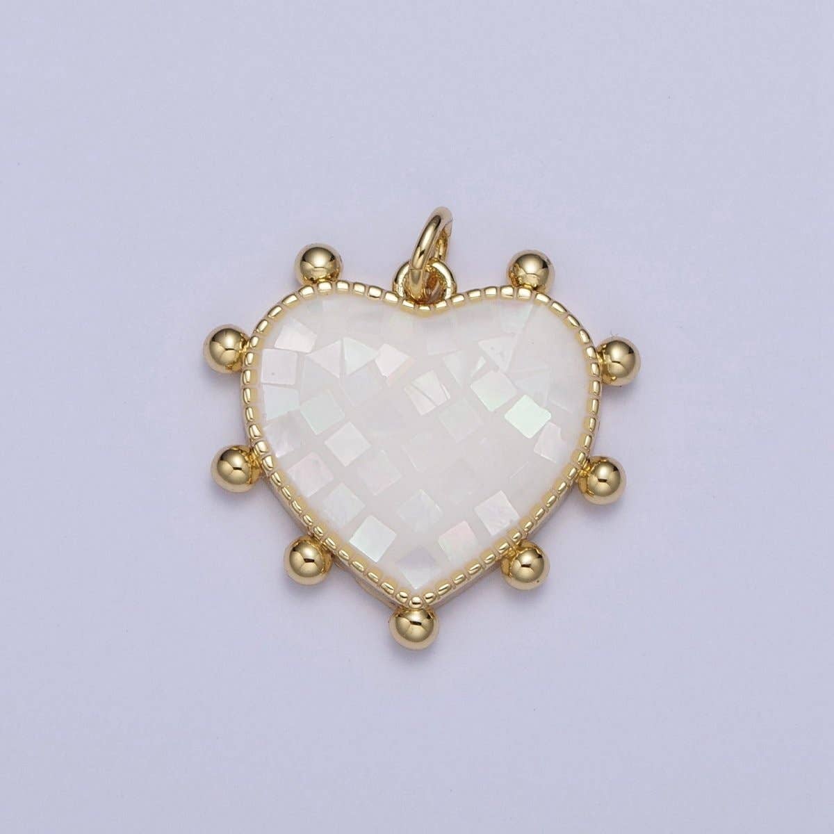 Aim Eternal - Wholesale Individual Charm/Pendant - Purple, White, Pink, Teal, Green, Blue Shell Opal Beaded Heart Love Charm For Jewelry Making AG062 - AG0671