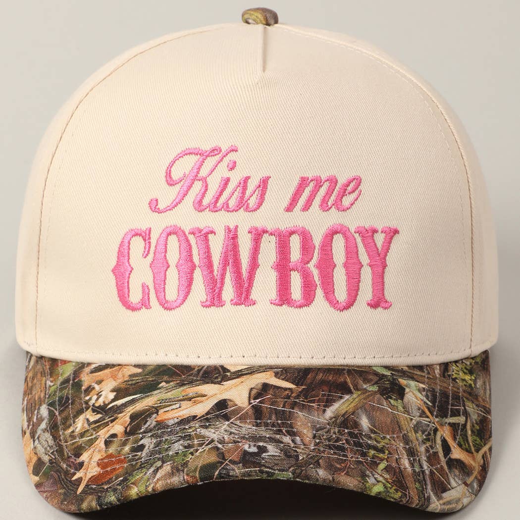 Fashion City - Wholesale Baseball Cap - Unisex - Kiss Me Cowboy Embroidery Two-Tone Cap23