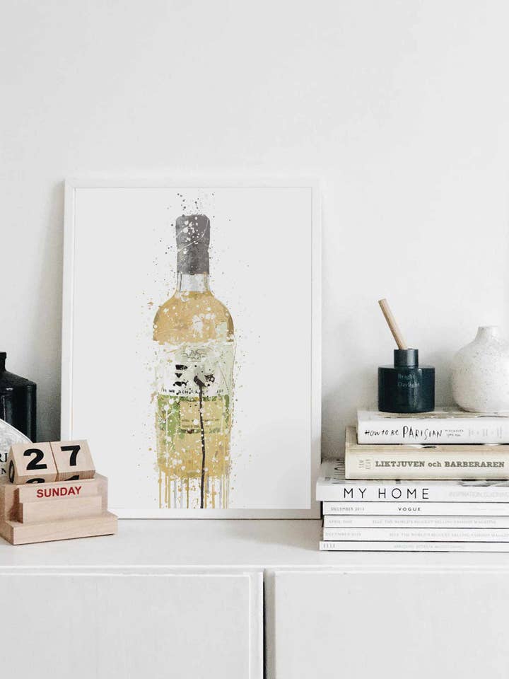 Gin Bottle Wall Art Print 'Meadow' for wholesale by We Love Prints