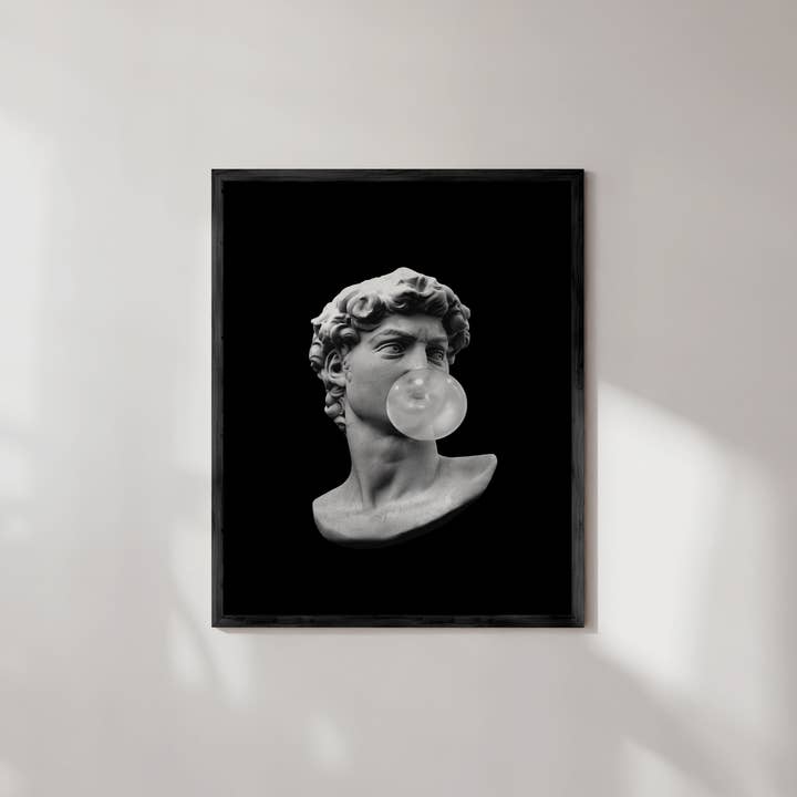 Haus and Hues - Wholesale Art Print - Black David Bubblegum Wall Art Print