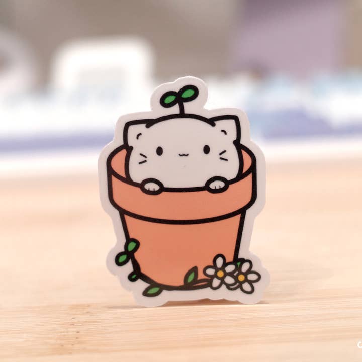 Kitty Sprout vinyl sticker for wholesale by Cafe De Yume