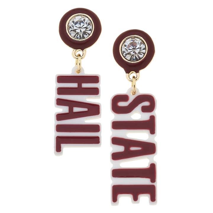 Mississippi State Bulldogs Resin Block Letter Earrings for wholesale by Canvas Style