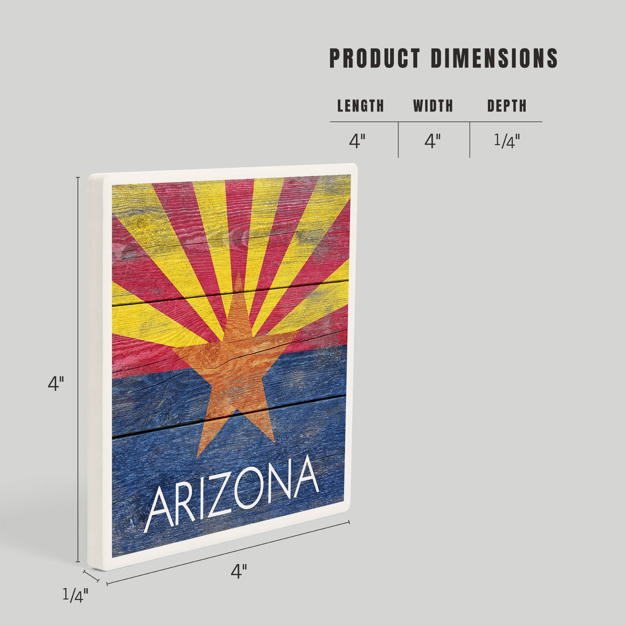 Lantern Press - Venta al por mayor Posavasos - POSAVASOS DE CERÁMICA DE Arizona, bandera rústica del estado4