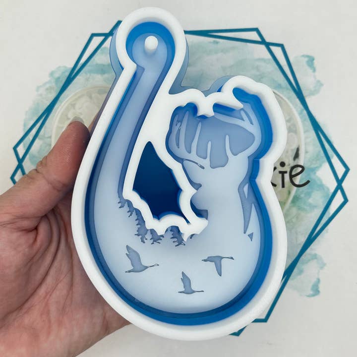 Jagdfischhaken (mit Vögeln) Freshie-Form für den Großhandel von The Freshie Junkie, LLC