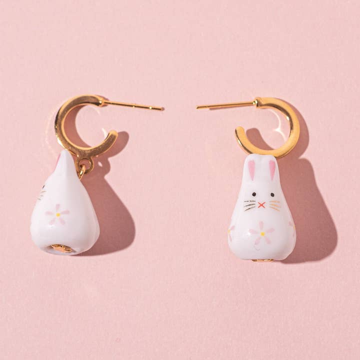 Porcelæn Bunny øreringe for engroshandel hos Lulou Bijoux