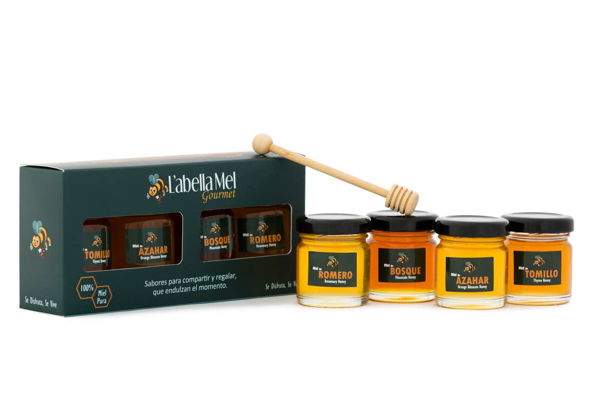 L'ABELLA MIEL - Wholesale Honey - L'Abellamel Pack Of 4 Honeys Of 50G Each With Spoon