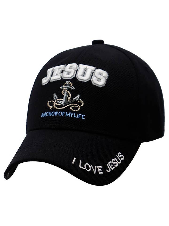 Casquette de baseball en sergé Jésus, ancre de ma vie pour la vente par Cap Zone