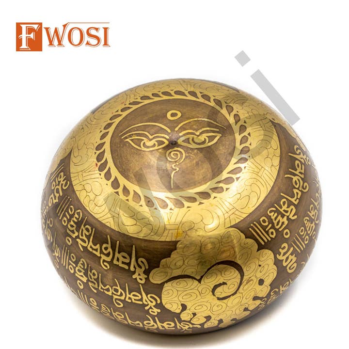 Fwosi – wholesale Meditation supplies – Himalayan Tibetan Singing Bowl Set | Om Chanting Mantra Engraving Spirituality Meditation Bowl | Mindfulness Bell Sound Bowl for Healing