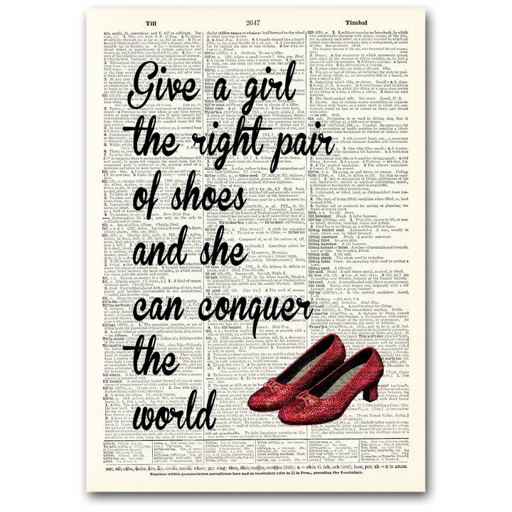 Art | Dictionary Page | Vintage | Give a girl right shoes for wholesale by Vintage Dictionary Art
