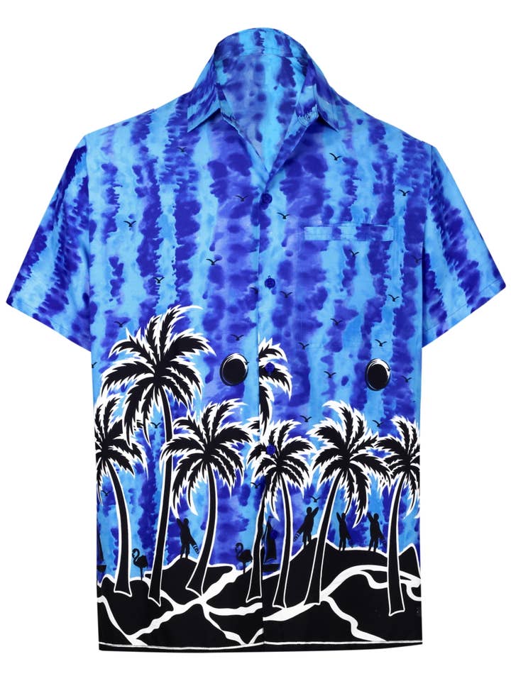 LA LEELA Men Beach Hawaiian Shirt XS Tidal Wave, Drawing for wholesale on Faire