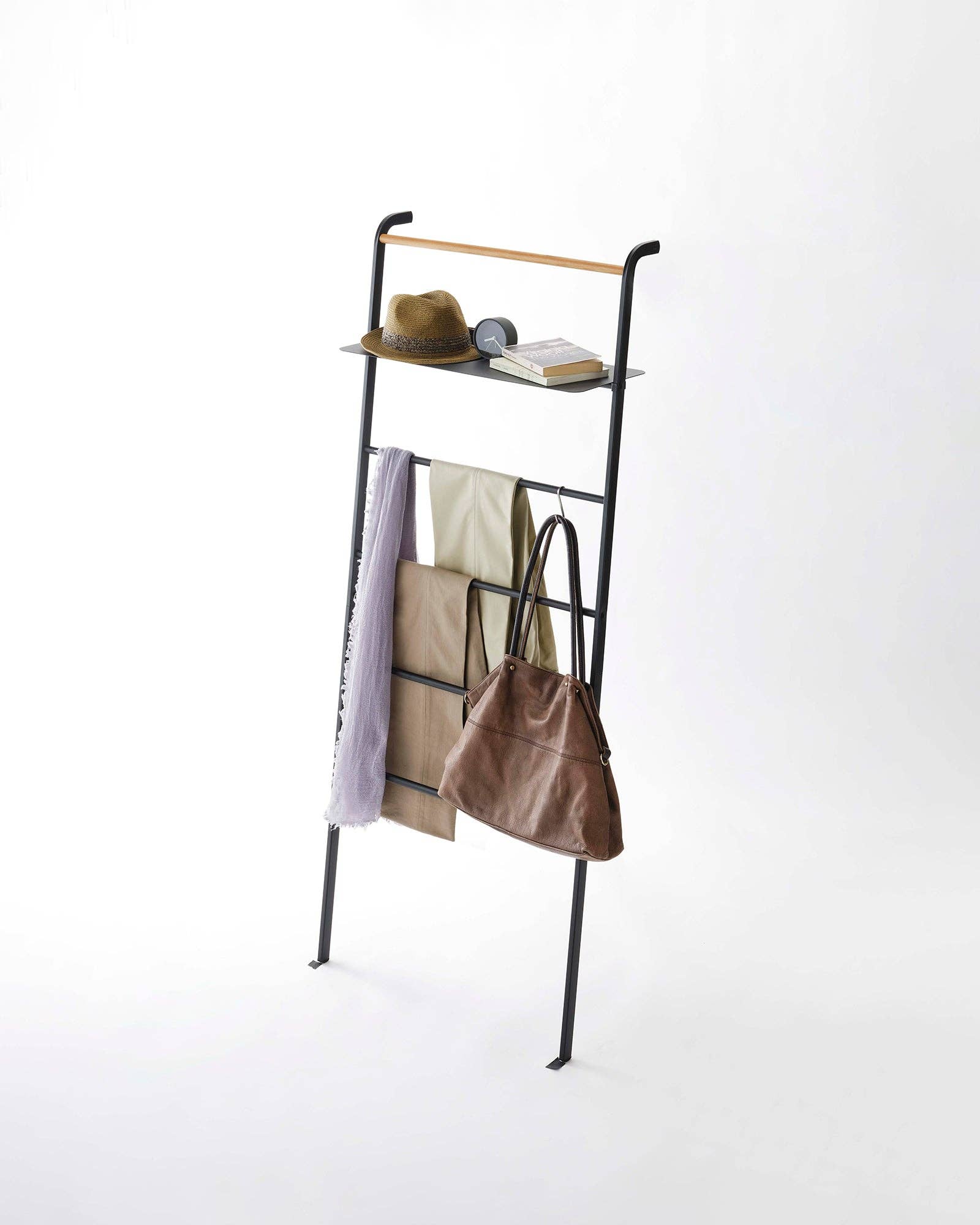 Yamazaki Home - Wholesale Free Standing Shelf - Tower Leaning Ladder Rack with Shelf - Steel7