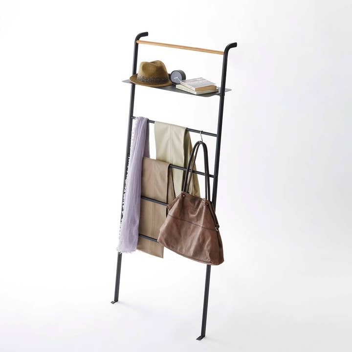 Yamazaki Home - Wholesale Free Standing Shelf - Tower Leaning Ladder Rack with Shelf - Steel7
