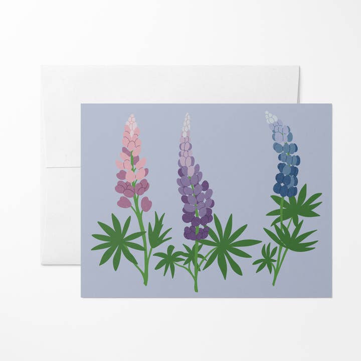 Thinking of You Greeting Card - Lupine Wildflowers for wholesale by Drawn by Diana