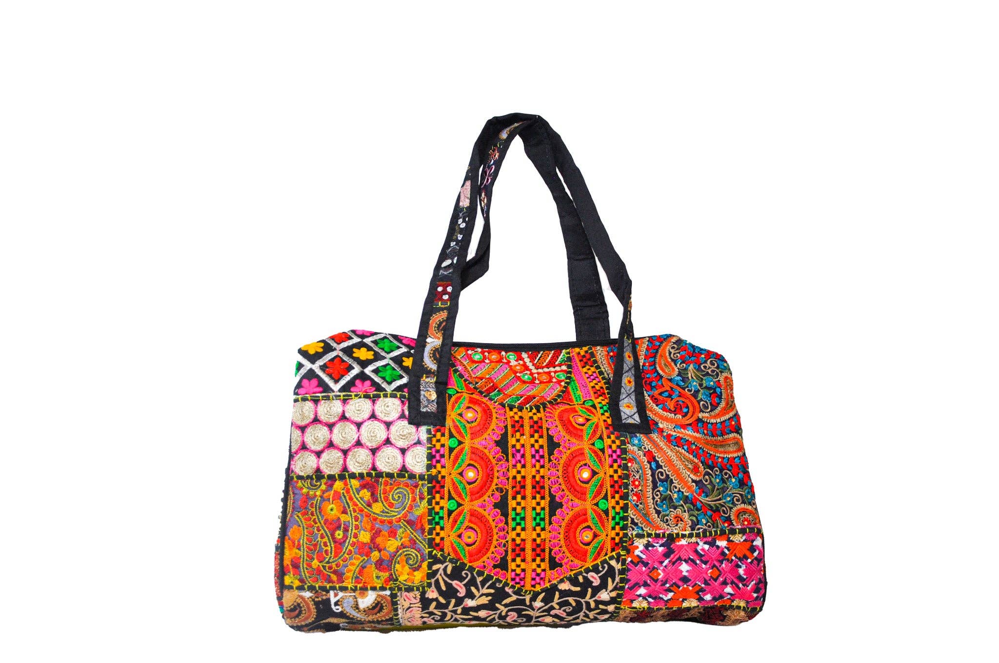Zumki - Wholesale Weekender Bag - Women's - Dahlia Embroidered Patchwork Cotton Duffle Bag0