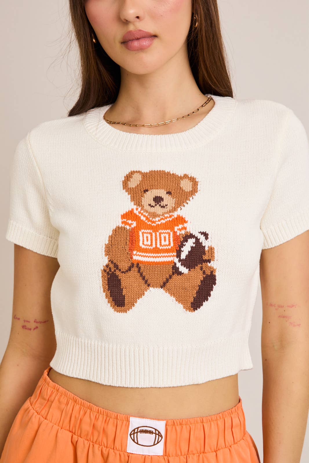 LE LIS - Wholesale Knit Top - Women's - SHORT SLEEVE CREW NECK TEDDY BEAR SWEATER TOP18