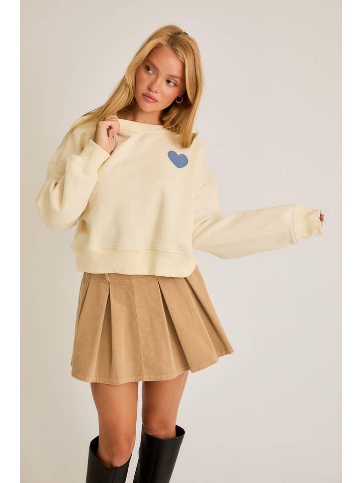 CREAM BOXY CROP SWEATSHIRT for wholesale on Faire