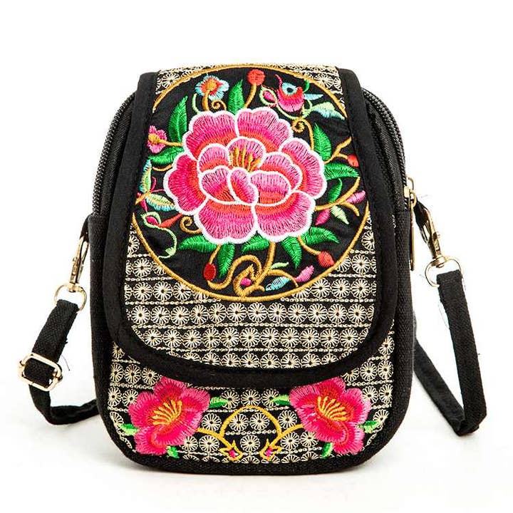 LA Jewelry Plaza - Venta al por mayor Bandolera - Mujer - Conjunto de Bolsos Bandolera con Flores Bordadas de Arte Popular2