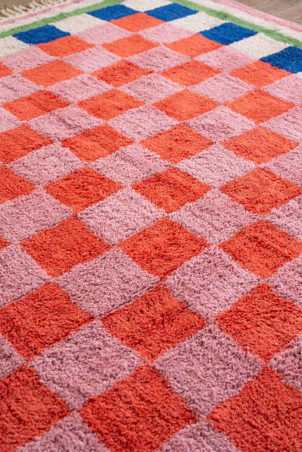 Ian Snow Ltd - Wholesale Area Rug - Lizzie Pink & Red Chequered Recycled Cotton Extra Large Rug6