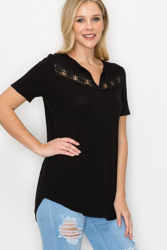 A.gain – Engroshandel Tunika - Dame – 10721SS518 - FRONT SNØRET DETALJE KORT ÆRME SOLID TOP4
