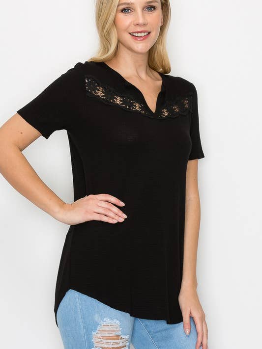A.gain – wholesale Tunika - Dam – 10721SS518 - FRÄMRE LACED DETALJ KORTÄRMAD SOLID TOPP4