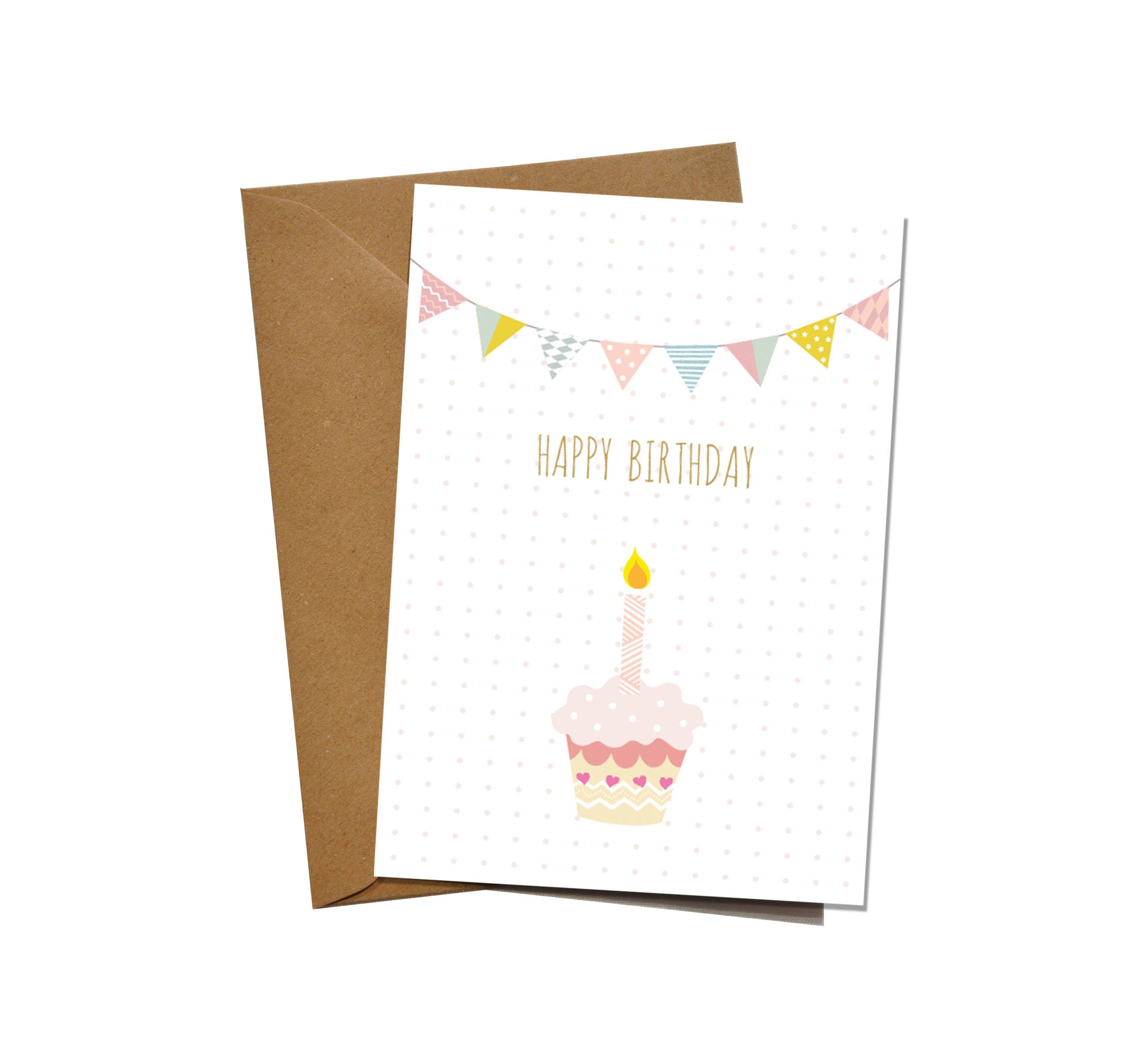 mimie & joe - Wholesale Birthday Card - Happy Birthday Cupcake folding card